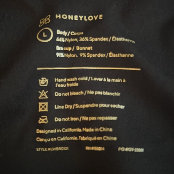 Honeylove Black Full-Coverage Bra w/Wide Straps and Removable Cup Pads- L, EUC - Picture 2 of 4